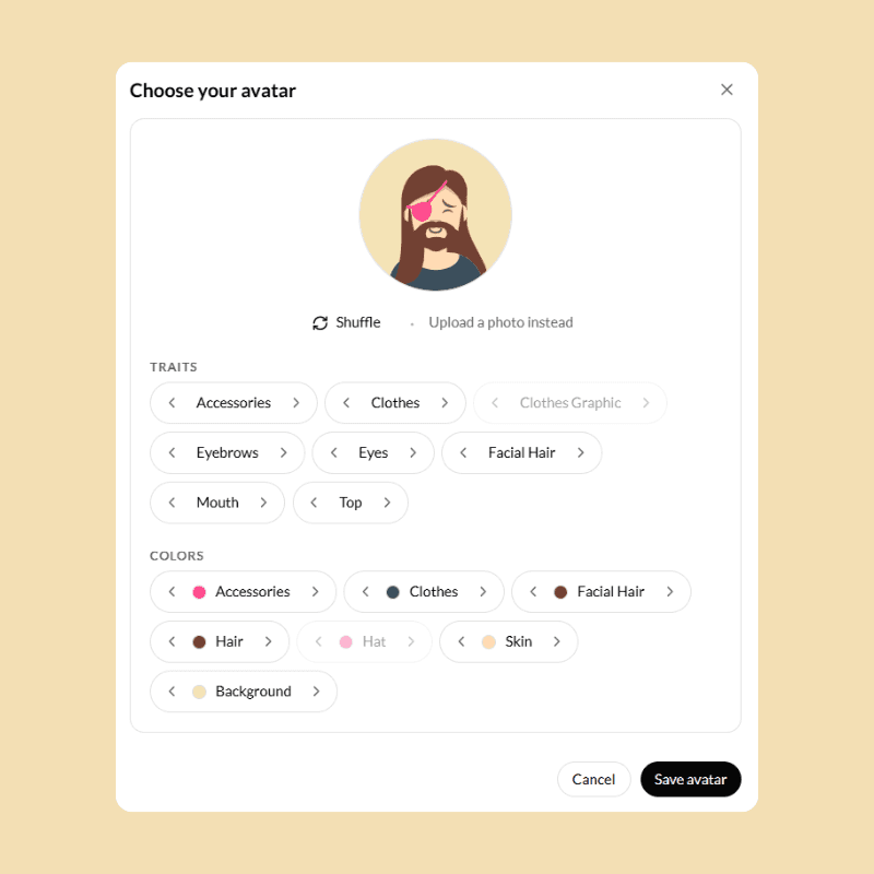 DiceBear Avatar Picker